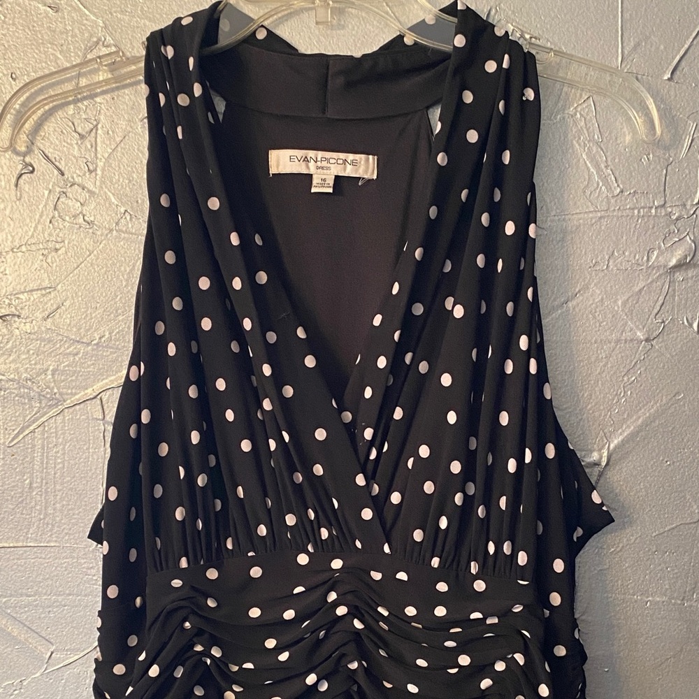 Evan Picone Black Polka Dot Maxi Dress